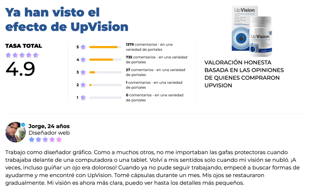 UpVision: Suplemento Alimenticio para la Visión - Precio en Farmacia Guadalajara y Similares